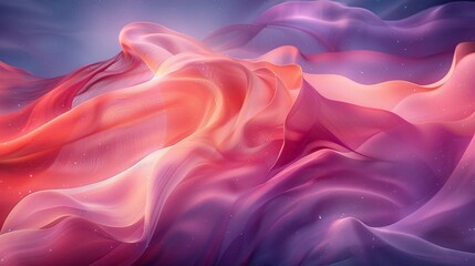 Fototapeta premium Abstract pink and purple flowing fabric background with light effects. Artistic composition with smooth textures. Ideal for posters, cards, invitations, banners. Place for text. Elegant and vibrant d