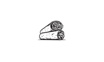 burrito logo design black simple flat icon on white background