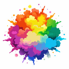Multicolor powder explosion on White background	