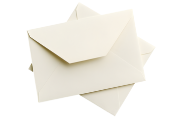 White envelope with a flap isolated on transparent background. PNG, cutout.
