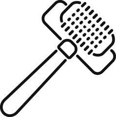 Simple line icon of a dog brush, perfect for representing pet care and grooming services