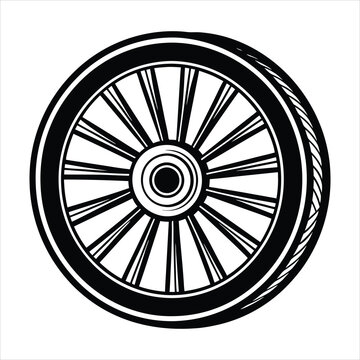 recommend clip art: Wheel line art vector