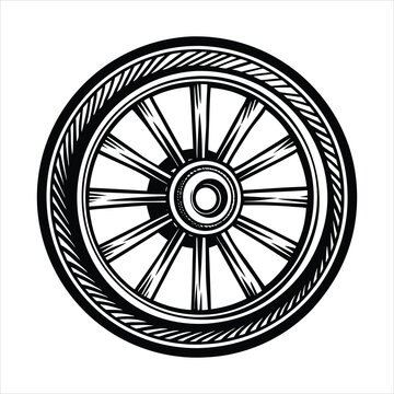 recommend clip art: Wheel line art vector