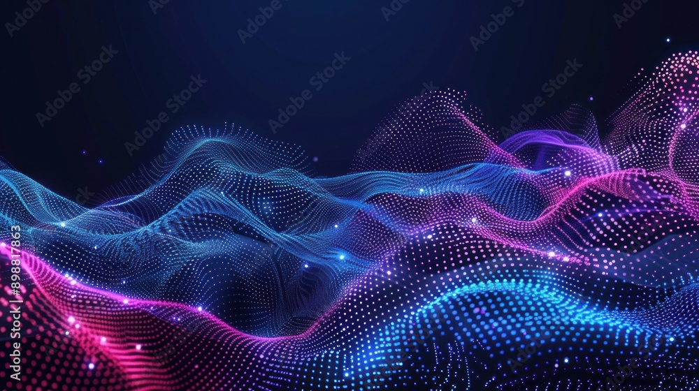 Aufkleber abstract digital design with flowing particles. modern technology landscape background