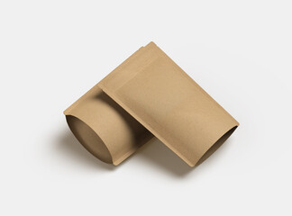 3D render for a generic, paper doy-pack with zipper on a light background