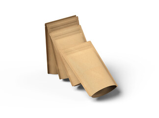3D render of a generic paper doy-pack with zipper on a transparent background