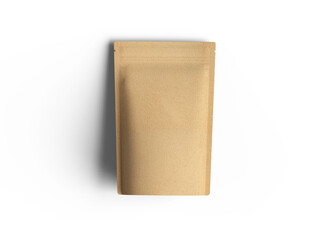 3D render of a generic paper doy-pack with zipper on a transparent background