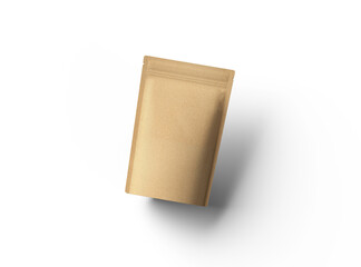 3D render of a generic paper doy-pack with zipper on a transparent background