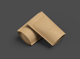 3D render for a generic, paper doy-pack with zipper on a dark background