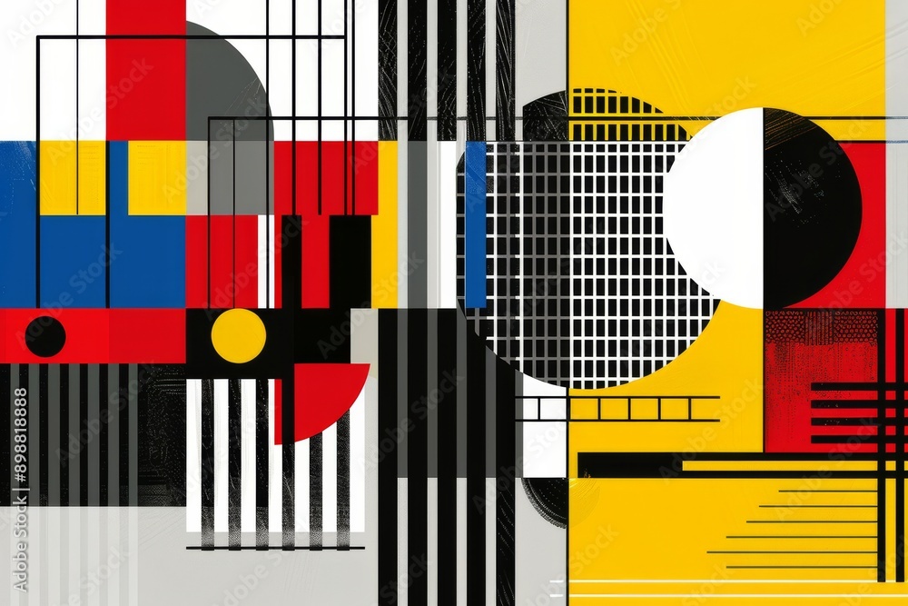 Aufkleber abstract geometric design with primary colors and bold lines showcasing modern art and structure