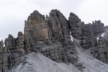hiking over rocks in the Alps