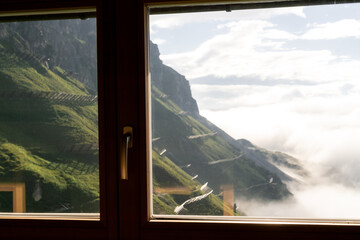 view from the window to the Alps