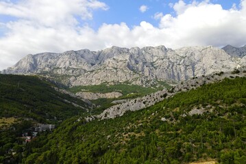 Mountains in Croatia, Biokovo Park, Dinaric Alps. Beautiful Croatian mountain landscape, near Makarska Riviera in Croatia