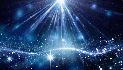 Fototapeta premium Radiant Burst of Light in a Night Sky with Glimmering Stars and Sparkling Snowflakes, Magic and Wonder of a Winter Wonderland Under a Celestial Glow