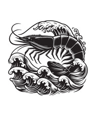 vector shrimp fish vector art,graphics shrimp fishs icons set,vintage illustration shrimp fish clipart,vector shrimp fishs flat style artwork design