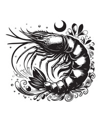 vector shrimp fish vector art,graphics shrimp fishs icons set,vintage illustration shrimp fish clipart,vector shrimp fishs flat style artwork design