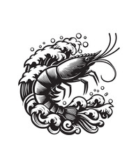 vector shrimp fish vector art,graphics shrimp fishs icons set,vintage illustration shrimp fish clipart,vector shrimp fishs flat style artwork design