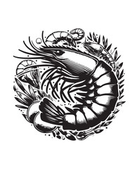 vector shrimp fish vector art,graphics shrimp fishs icons set,vintage illustration shrimp fish clipart,vector shrimp fishs flat style artwork design