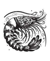 vector shrimp fish vector art,graphics shrimp fishs icons set,vintage illustration shrimp fish clipart,vector shrimp fishs flat style artwork design