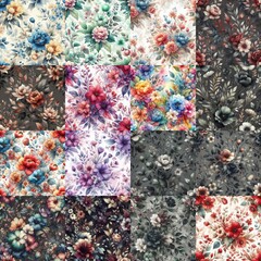 Watercolor flowers paint style backgrounds. AI generated illustration