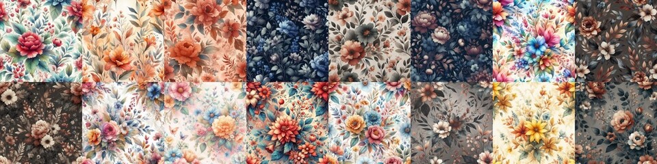 Watercolor flowers paint style backgrounds. AI generated illustration