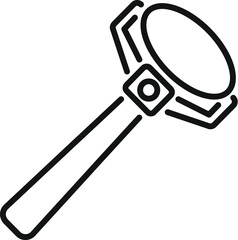 Line icon of robotic arm holding magnifying glass representing automation in research