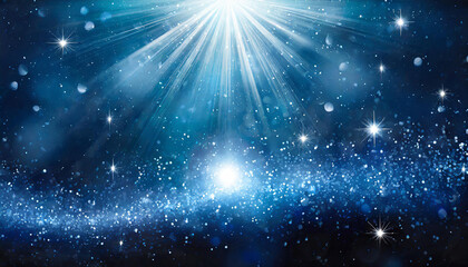 Obraz premium Radiant Burst of Light in a Night Sky with Glimmering Stars and Sparkling Snowflakes, Magic and Wonder of a Winter Wonderland Under a Celestial Glow