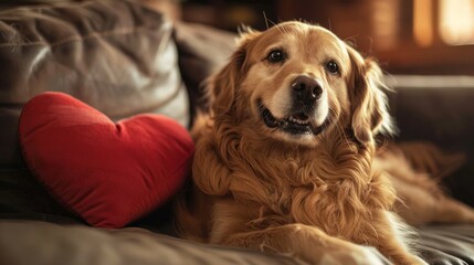 Obraz premium Cupid the canine matchmaker spreading love on a cozy couch