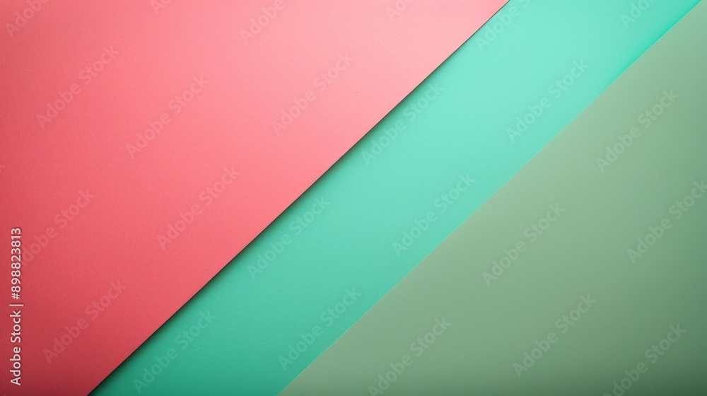 Poster soft pink and green paper background with light waves of color for creative projects