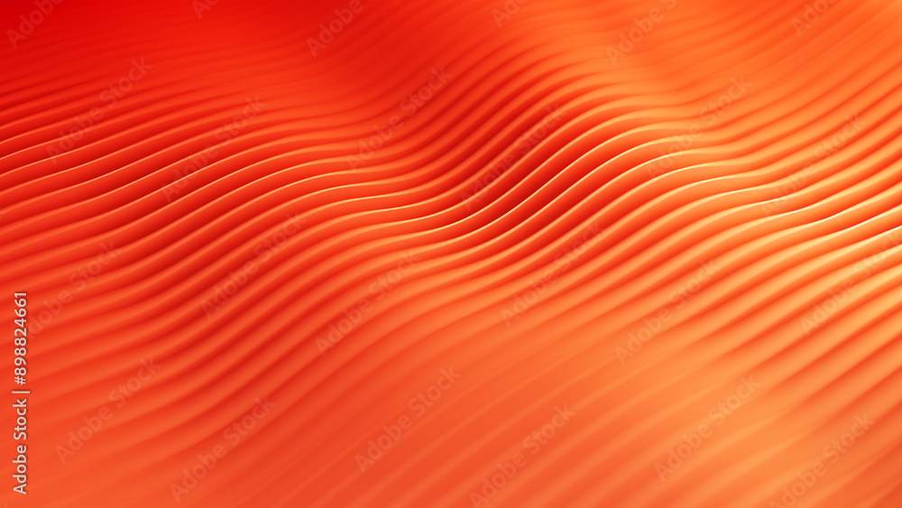 Poster abstract background with many wavy orange slices and shallow dof. paper cuts minimalistic backdrop. 