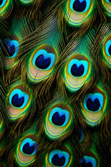 Majestic Showcase of Vibrant Peacock feathers - Exquisite, Colorful, and Magnificently Detailed