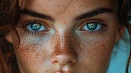 Girl with eye-catching patches beneath her eyes outdoors during golden hour