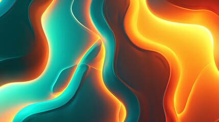 Modern abstract background with orange and teal wavy shapes creating a sense of movement and depth