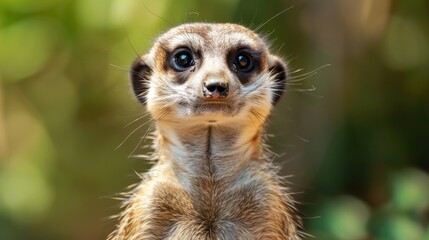 Fototapeta premium Meerkat standing alert in natural habitat at sunrise
