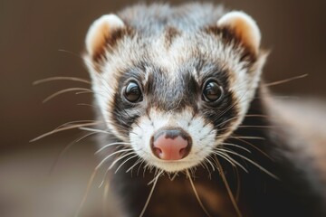 Fototapeta premium Close up of young Ferret with background