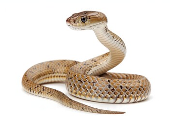 Fototapeta premium Isolated Javanese cobra on white background