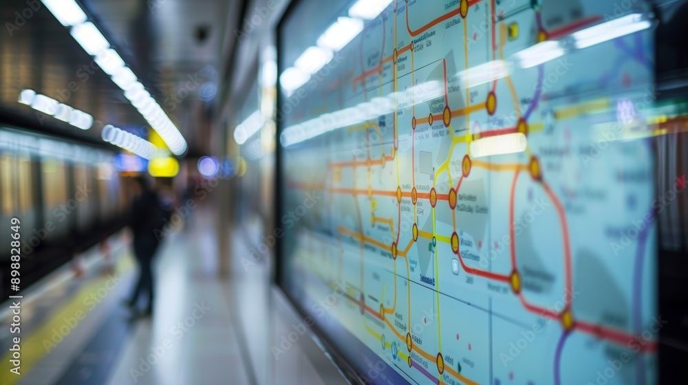 Aufkleber interactive digital metro map in modern station for easy navigation and user interaction
