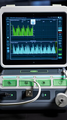 Portable Electrocardiogram (EKG) Machine In Operation &ndash; Capturing Heart Rhythms in Vibrant Green Traces