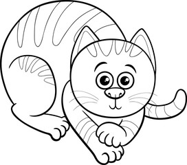 funny cartoon cat or kitten animal character coloring page