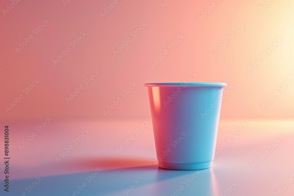 Poster a paper cup sits on top of a table, ready for use