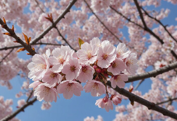 Obraz premium Cherry blossoms in full bloom in spring. 