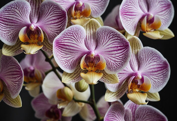  A close-up of an orchids intricate patterns. 