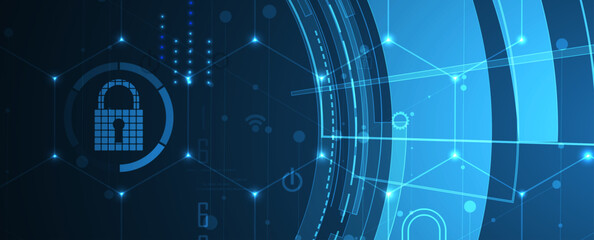 Obraz premium Cyber security and information or network protection. Future cyber technology web services for business and internet project. Vector art.