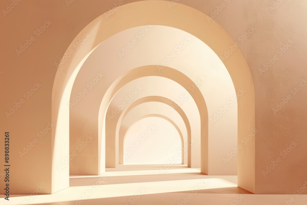 Poster An archway in a building with natural light shining through, suitable for use in architectural or interior design contexts
