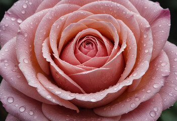  A rose with raindrops on its petals. 