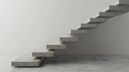 Floating staircase with concrete treads and minimalist design 