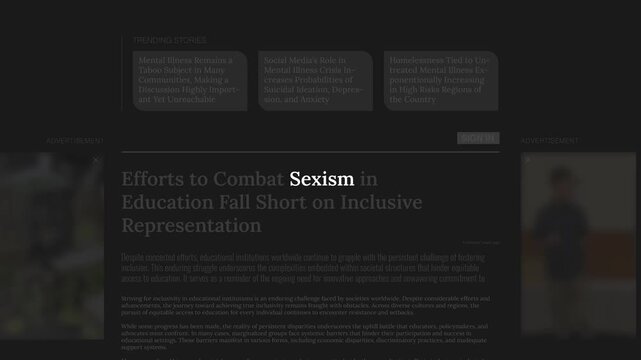'Sexism' mention on headlines of fake online news publications (NOT AI generated)