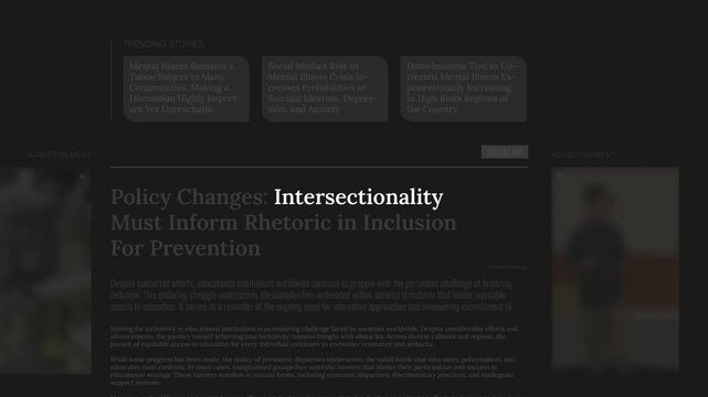 'Intersectionality' mention on headlines of fake online news publications (NOT AI generated)
