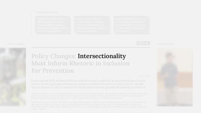 'Intersectionality' mention on headlines of fake online news publications (NOT AI generated)