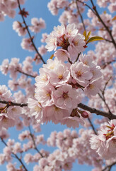 Obraz premium Cherry blossoms in full bloom in spring. 